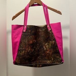 American Apparel Tote - Fuchsia and army green $25